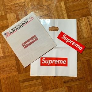 Supreme Newspaper Bag and Sticker Bundle AUTHENTIC